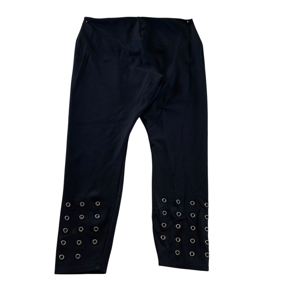 Lysse Crop Leggings Women L Black Grommet High Rise Goth Punk Indie Sleaze